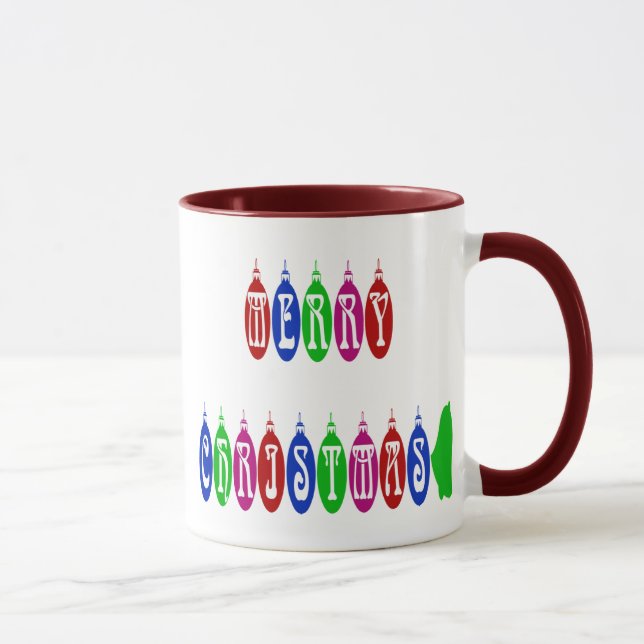 Colourful Merry Christmas Ornament Font Mug (Right)