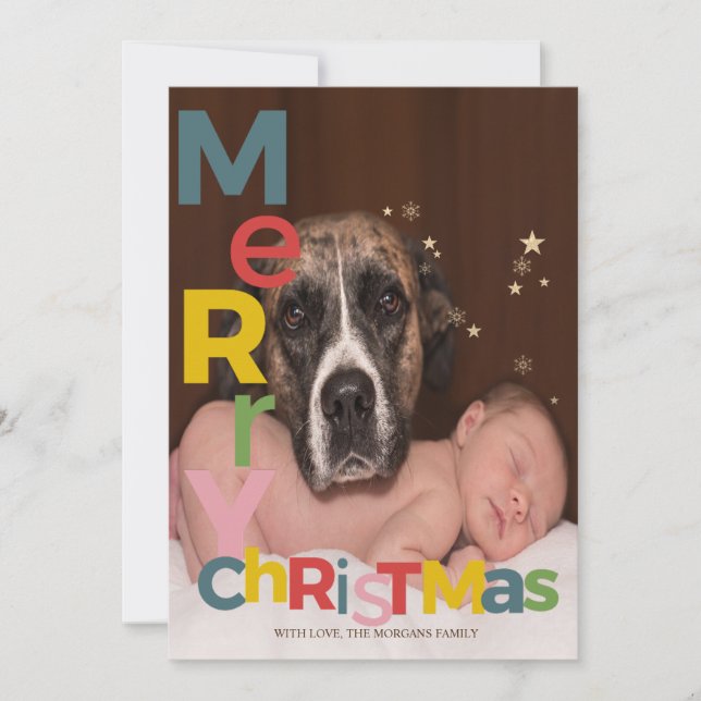 Colourful Merry Christmas Photo (Front)