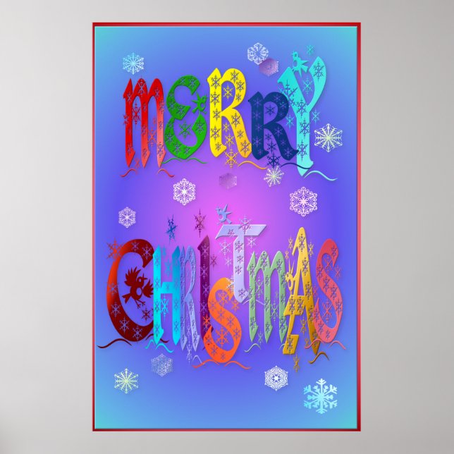 Colourful Merry Christmas Poster-large Poster (Front)