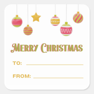 Colourful Merry Christmas To From Square Sticker