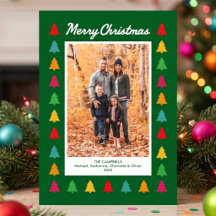 Colourful Merry Christmas Tree Border Holiday Phot