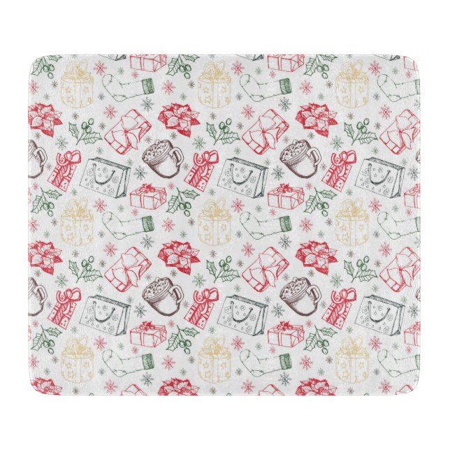 Colourful Merry christmas  vintage style pattern Cutting Board (Front)
