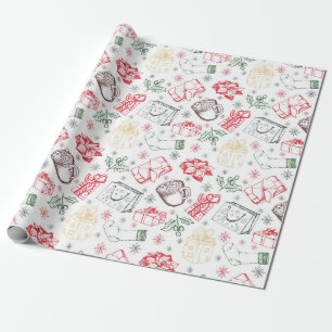Colourful Merry christmas vintage style pattern Wrapping Paper
