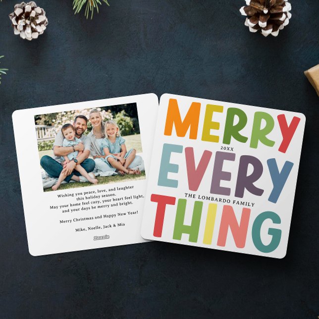 Colourful Merry Everything Inclusive Photo message Holiday Card (Creator Uploaded)