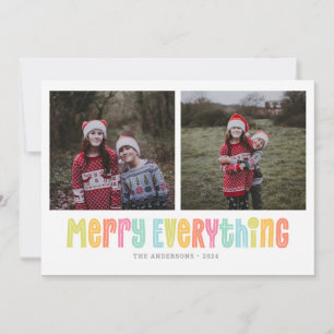 Colourful Merry Everything Two Photo Christmas Holiday Card