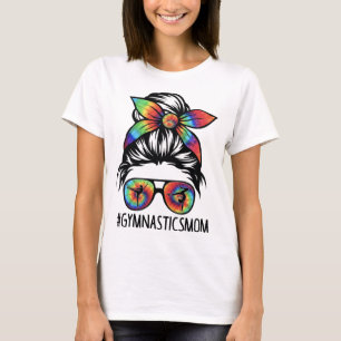 Colourful Messy Bun Gymnastics Mum Gymnast Women P T-Shirt
