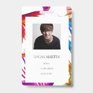 Colourful Messy Photo Employee Name ID Badge