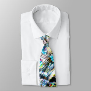 Colourful messy with patches of vibrant colours tie