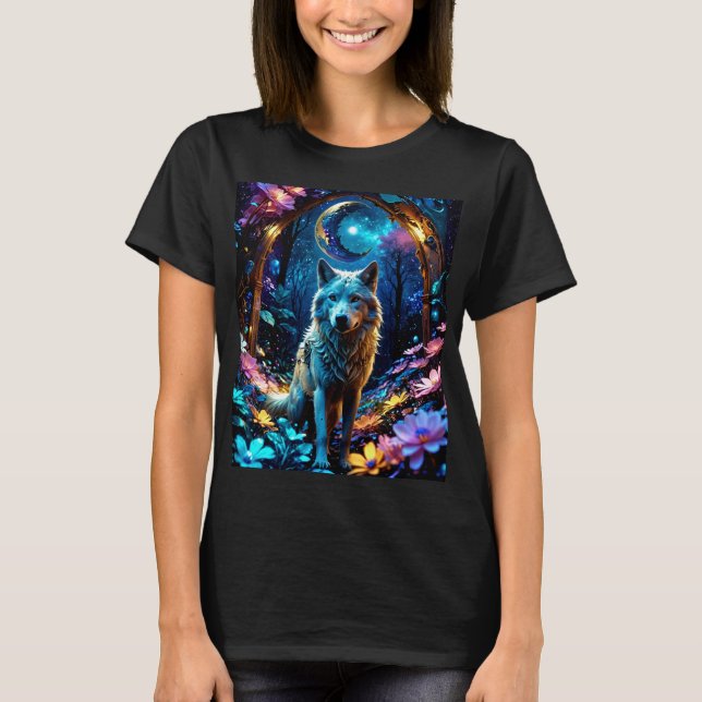 Colourful Metallic Colours Wolf T-Shirt (Front)