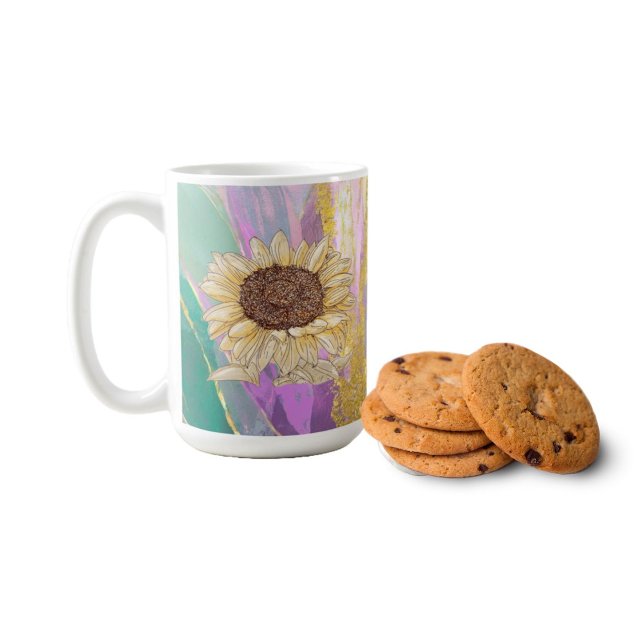 Colourful Metallic Floral Background With Sunflowe Coffee Mug (Creator Uploaded)