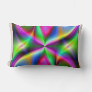 Colourful Metallic Fractal Lustre Lumbar Cushion