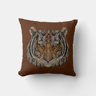 Colourful Metallic Tiger Head Cushion