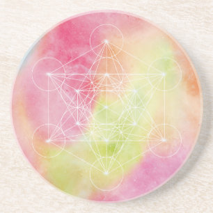 Colourful Metatron’s Cube Sacred Geometry Coaster