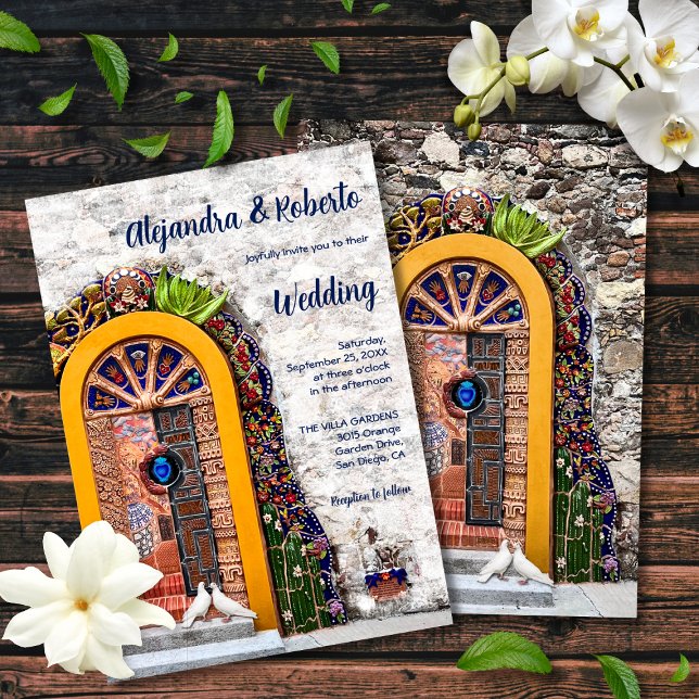 Colourful Mexican Arch Door with Talavera Wedding Invitation (Creator Uploaded)