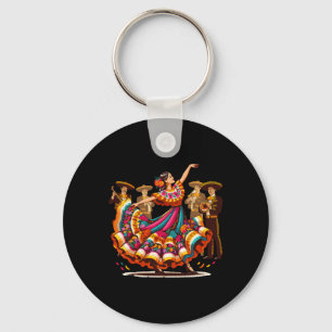 Colourful Mexican Dancers Celebrate Cinco De Mayo Key Ring