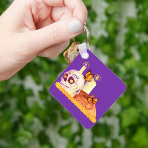 Colourful Mexican Day Of The Dead Sugar Skull Key Ring