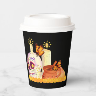 Colourful Mexican Day Of The Dead Sugar Skull  Paper Cups