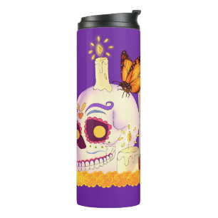 Colourful Mexican Day Of The Dead Sugar Skull Thermal Tumbler