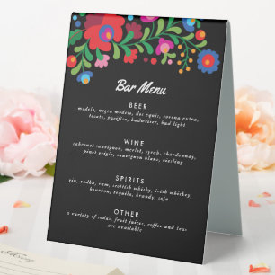 Colourful Mexican Embroidery Bar Menu