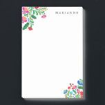 Colourful Mexican Embroidery Custom Name Notepad<br><div class="desc">A colourful accent motif of florals inspired by the embroidery of native Mexican artisans and your name in elegant type makes this personalised note pad an easy choice for keeping on a well-styled desk.</div>