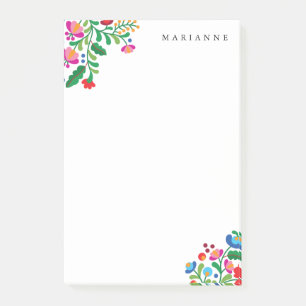 Colourful Mexican Embroidery Custom Name Notepad