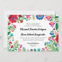 Colourful Mexican Embroidery Wedding Invitation