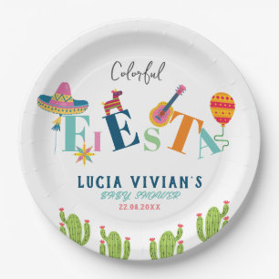 Colourful Mexican Fiesta Baby Shower Party Paper Plate