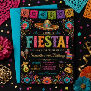 Colourful Mexican Fiesta Birthday Party Invitation