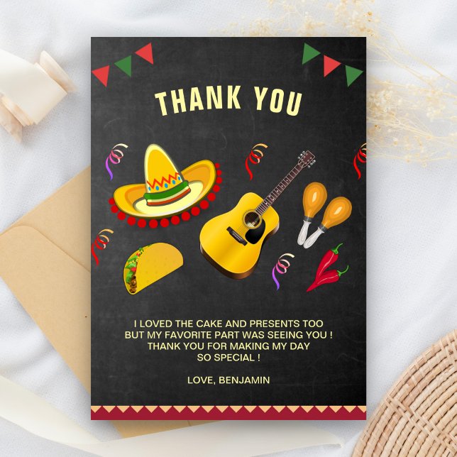 Colourful Mexican Fiesta Birthday Party Thank You Card (Creator Uploaded)