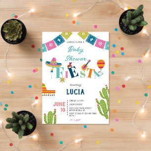 Colourful Mexican Fiesta Cactus  Baby Shower Invitation