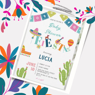 Colourful Mexican Fiesta Cactus  Baby Shower Invitation