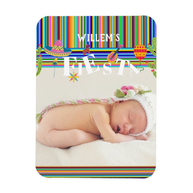 Colourful Mexican Fiesta Cactus  Baby Shower Magnet (Vertical)