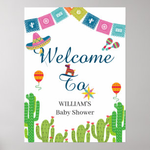 Colourful Mexican Fiesta Cactus Baby Shower Poster