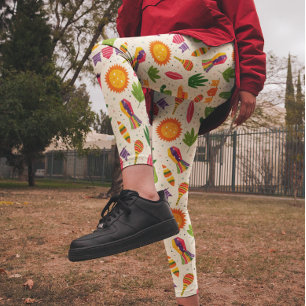 Colourful Mexican Fiesta Cactus Pattern  Leggings