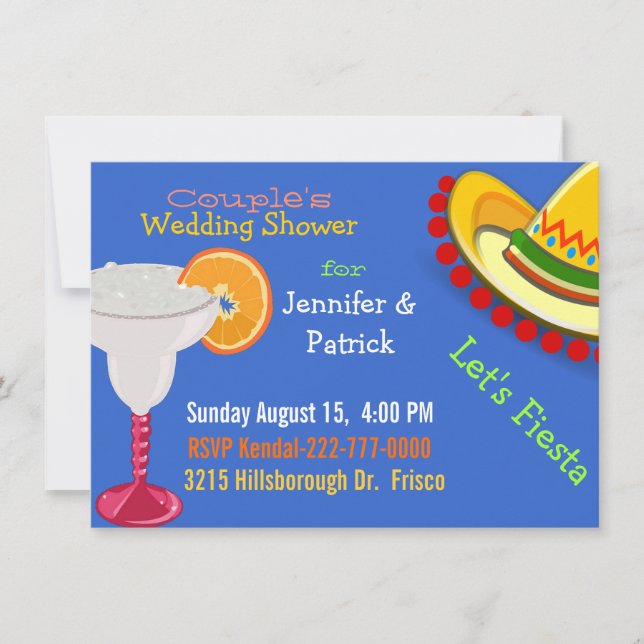 Colourful Mexican Fiesta Couple's Wedding Shower Invitation (Front)