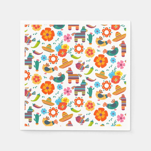 Colourful Mexican Fiesta Event Party Napkin (Front)