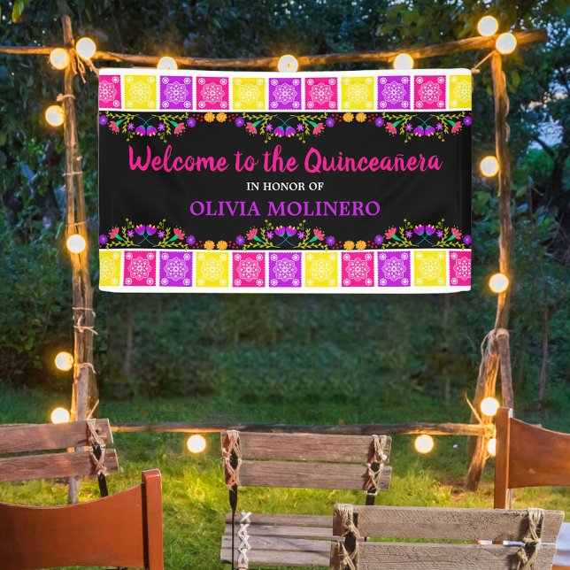 Colourful Mexican Fiesta Floral Quinceanera Welcom Banner (Creator Uploaded)