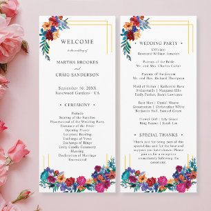 Colourful Mexican Fiesta Floral Wedding Program