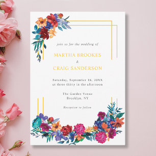 Colourful Mexican Fiesta Flower Wedding Invitation