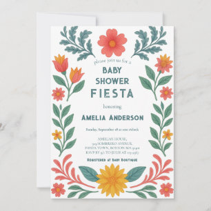 Colourful Mexican Fiesta Folk Art Baby Shower Invitation
