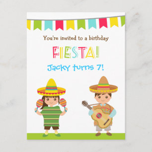 Colourful Mexican Fiesta Kids Birthday Invitations