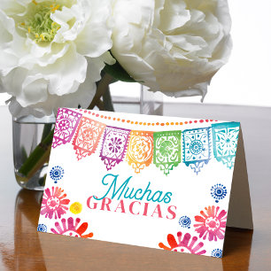 Colourful Mexican Fiesta Muchas Gracias  Thank You Card