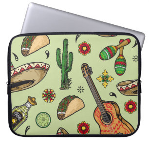 Colourful mexican fiesta vintage seamless pattern laptop sleeve