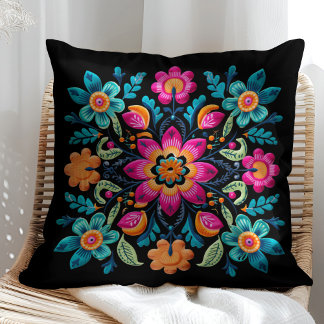 Colourful Mexican Floral Fiesta Patter Cushion