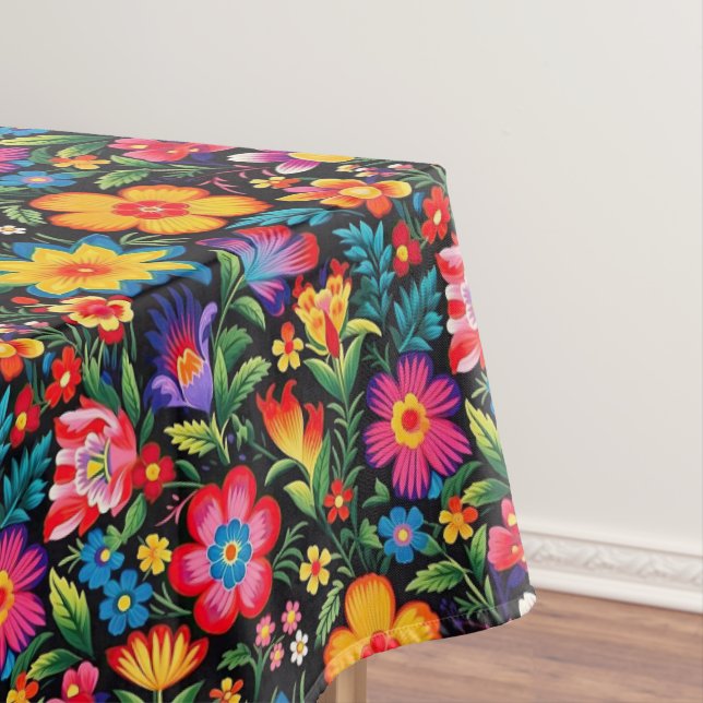 Colourful Mexican Floral Fiesta Pattern Tablecloth (In Situ)