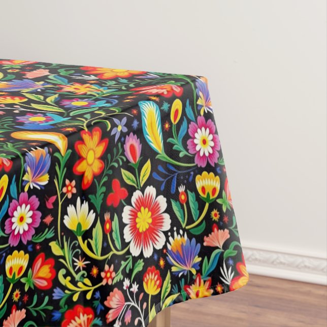 Colourful Mexican Floral Fiesta Pattern Tablecloth (In Situ)