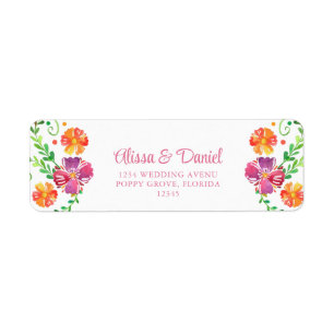 Colourful Mexican Floral Fiesta Return Address Label