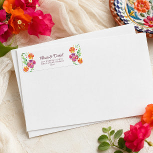 Colourful Mexican Floral Fiesta Return Address Label