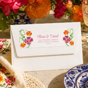 Colourful Mexican Floral Fiesta Return Address Label
