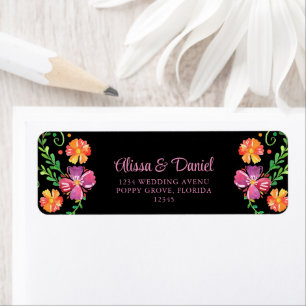Colourful Mexican Floral Fiesta Return Address Return Address Label